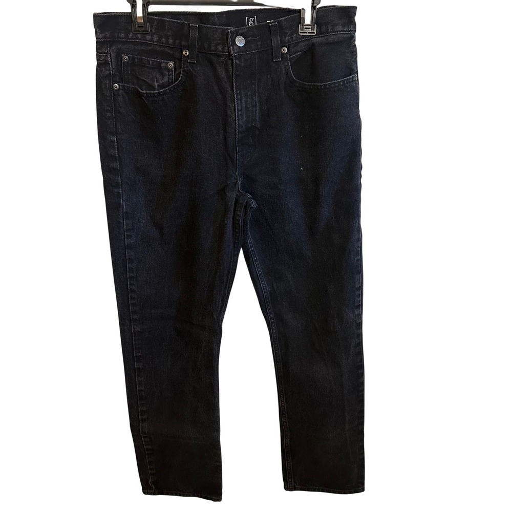 George Jeans Mens 32x32 Black Regular Fit Straight Leg Denim Cotton GM08466